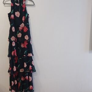 Tommy Hilfiger Navy Floral Tiered Halter Maxi Dress